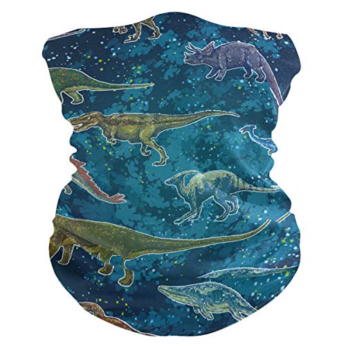 MOYYO Cartoon Dinosaurs Face Sun Dust Mask Bandanas Seamless Elastic Neck Gaiter Headwear Magic Scarf Headband Balaclave for Women Men Festivals Running Cycling Outdoor Sport