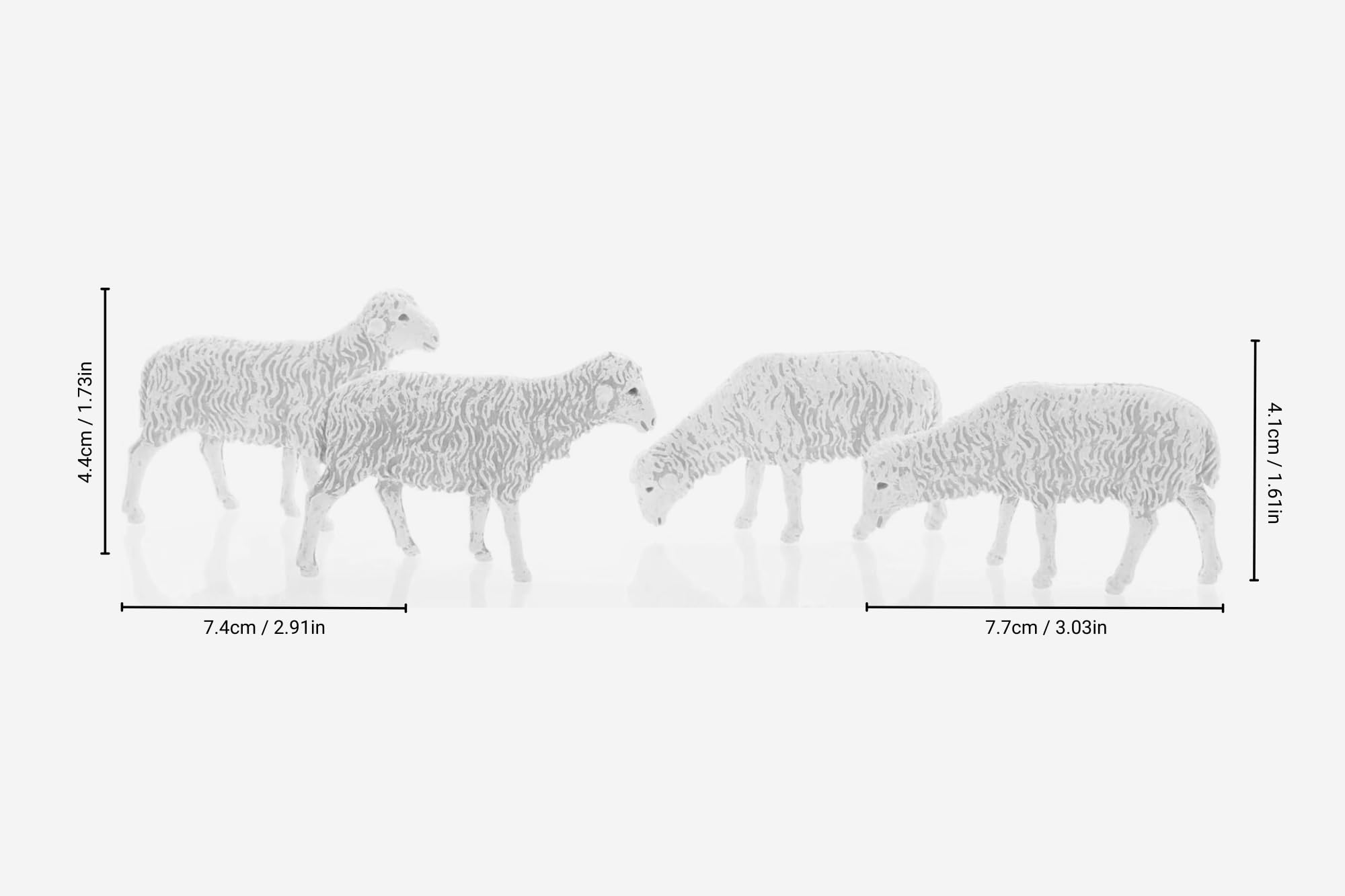 Moranduzzo 4 Moutons Assortis Pour Crèche De 12 Cm Échelle 1