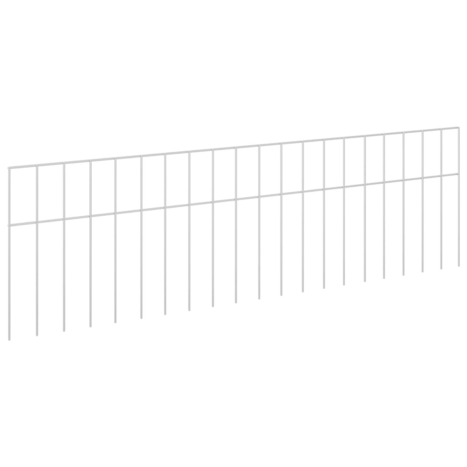 vidaXL Garden Fence Panel, 12 Pieces Galvanised Steel, Garden Fence Panel, Modern Steel, Weather Resistant, Decorative Iron Barrier