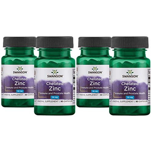 Swanson Albion Chelated Zinc Glycinate 30 Milligrams 180 Capsules 2 Bottles (2 Pack)