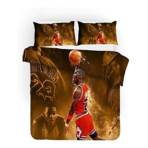 EU-VV Duvet Cover Set Fashion Basketball Michael Jordan Bedding Set for Teen Kids Personalized Design Quilt Cover and Pillowcase (135x200cm(single),Dunk) Cover