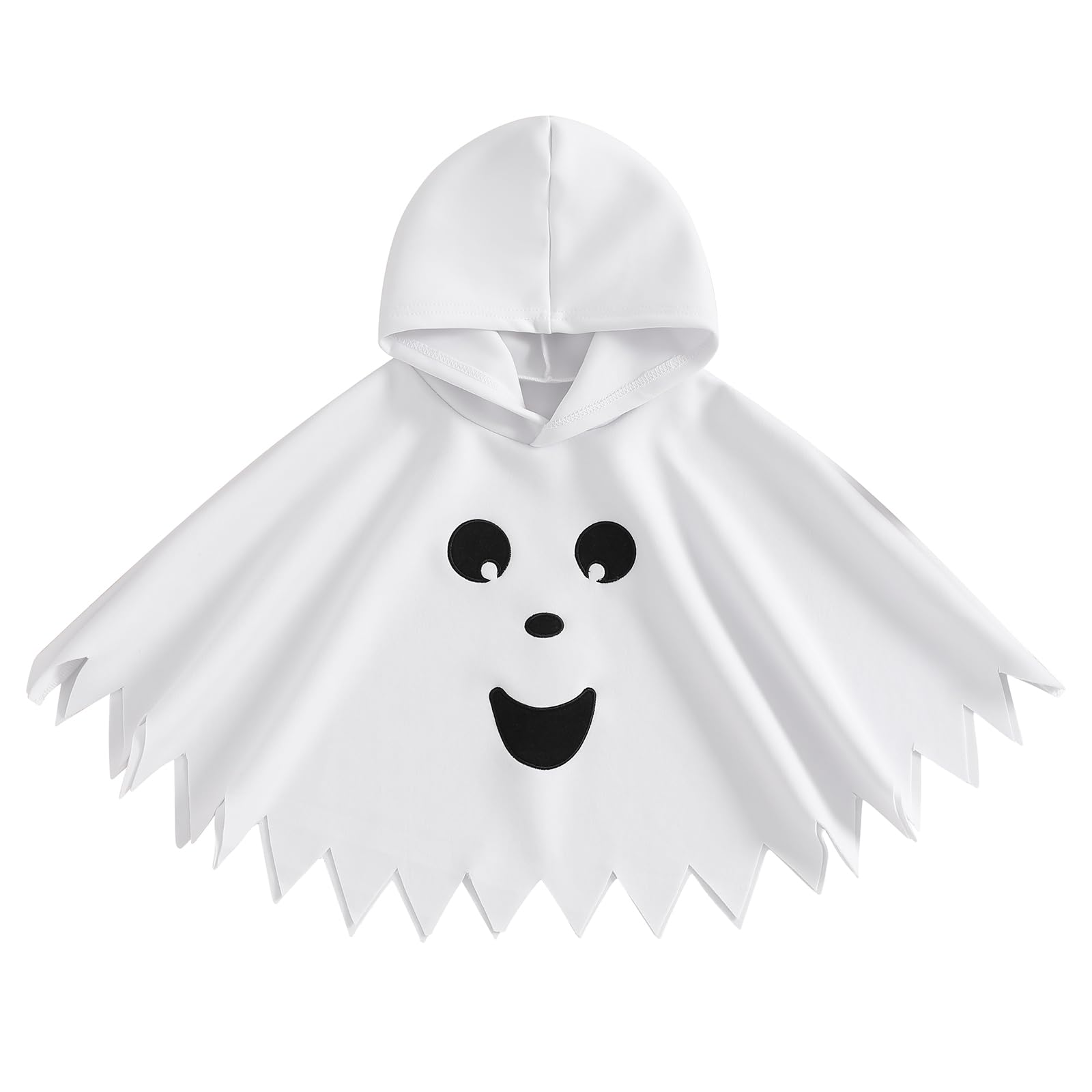 BABWWNIX Toddler Baby Boys Girls Halloween Costume Ghost Face Cloak Cape Party Cosplay Hooded Poncho Robe Role Play Outfits (D-White, 18-24 Months)