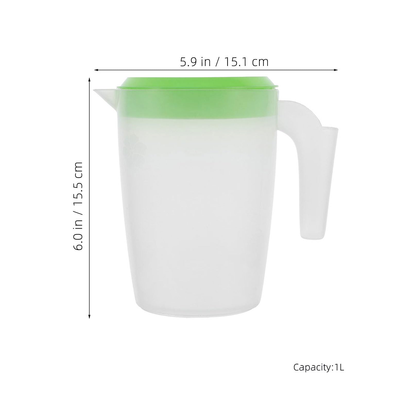 Pichet Plastique 1l avec Couvercle, Récipient pour Boissons Froides, Lot de 2 Pièces