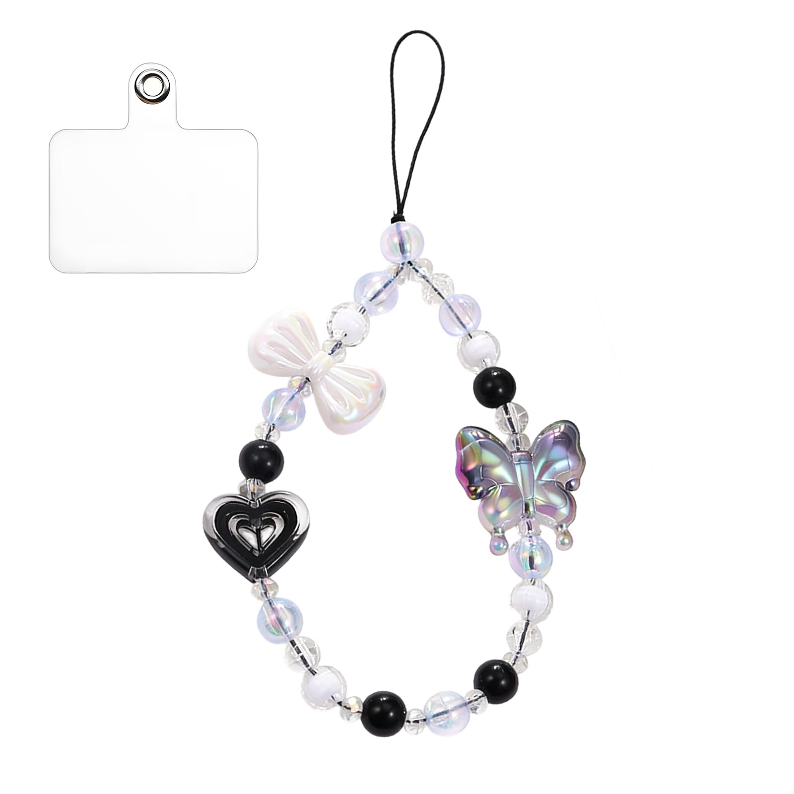 Black Phone Charm for Girls, Phone Charm Black, Beaded Phone Wrist Strap, Heart Star Pendant Lanyard for Phone Bag Backpack Earphone Case Decor-image-42