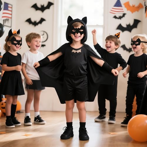 Disfraz infantil alas de murciélago negras brillantes miniatura 6