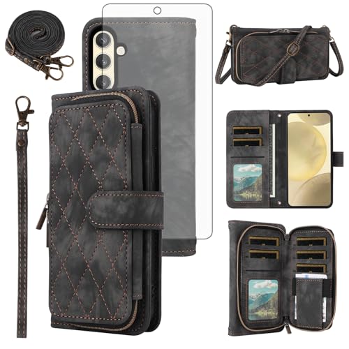 Housse fermeture éclair Samsung S24/S25 avec verre trempé antichoc