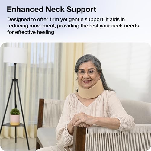 Image of FOVERA Cervical Collar Firm, Neck Support for Cervical Spine Immobilization & Pain Relief, Adjustable Neck Brace for Neck Pain & Spine Pressure Relief (Size - S, 1 Unit)