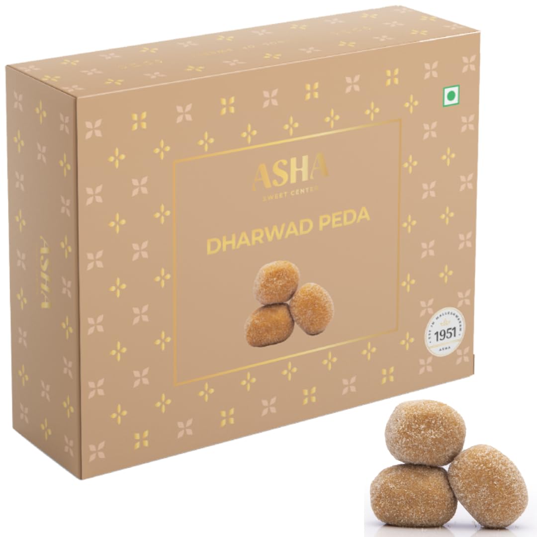 ASHA Sweets Dharwad Peda 200g | Taste Our Premium Babusingh Thakur Peda | Handcrafted Milk Sweet Box, Fresh Indian Mithai, Authentic Indian Sweets & Traditional Flavor | Gift Box