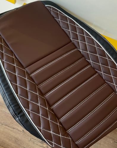 Image of RideoFrenzy Streak Choco Black Seat Covers for Mahindra XUV300 | Skin Fit Tailor Made | 20mm HDR Foam Luxury Nappa Leather