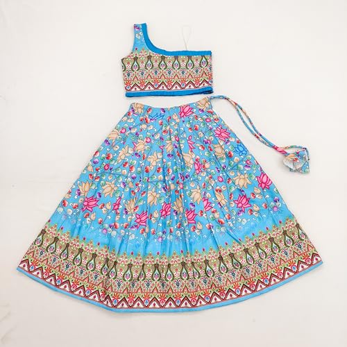 Image of E-Sqare Kids Girls Multicolour Bandhani Print Lehenga Choli Set | Ethnic Wear Dress | Readymade Clothing Set | 2 to 8 Years