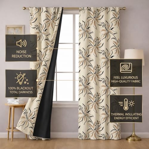 Image of STITCHNEST 'Whispering Gardens Series' Premium Heavy Polyester 100% Blackout Curtains 7 Feet Long Set of 2 | Door Curtain 7 Feet x 4 Feet | Perfect for Home Decor