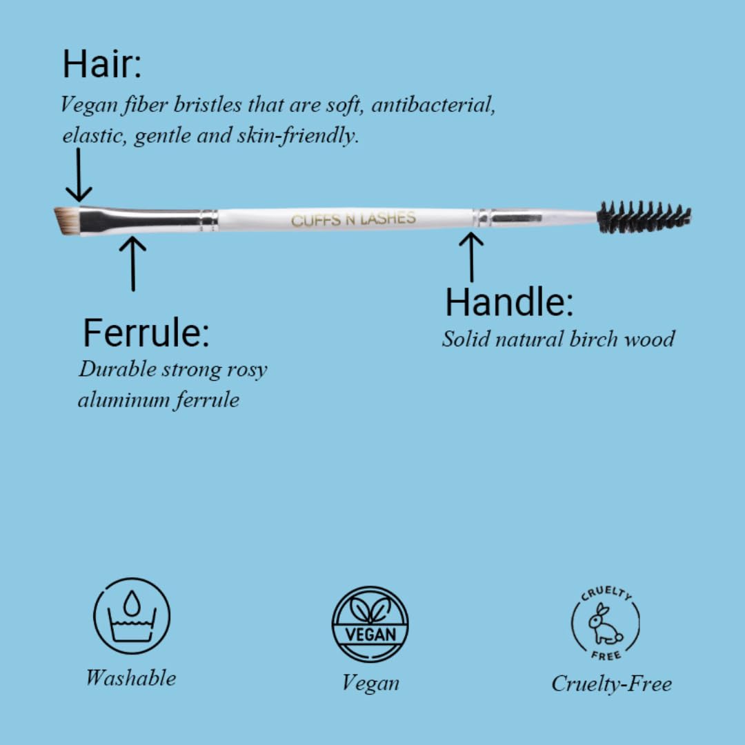Cuffs N Lashes Dual Makeup Brush | 2-in-1 Fine Angled Brow Brush &Spoolie 07 | Eyebrow Definer &Groomer | Precision Shaping &Blending | Travel Friendly Professional Eye Makeup Tool - Image 5 thumbnail