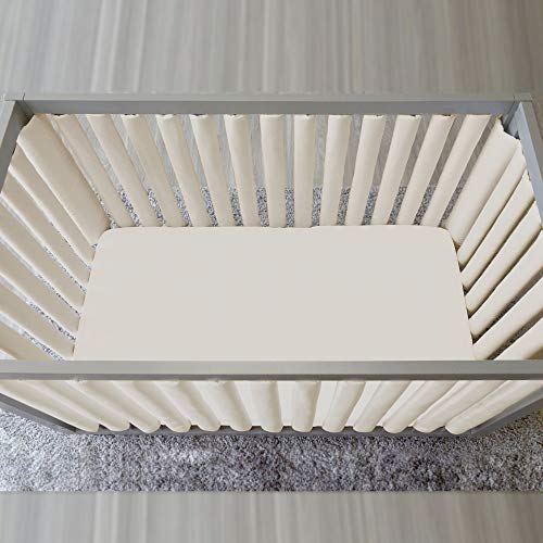 PURE SAFETY Vertical Crib Liners in 100% Certified Organic Ivory Cotton 2 Pack