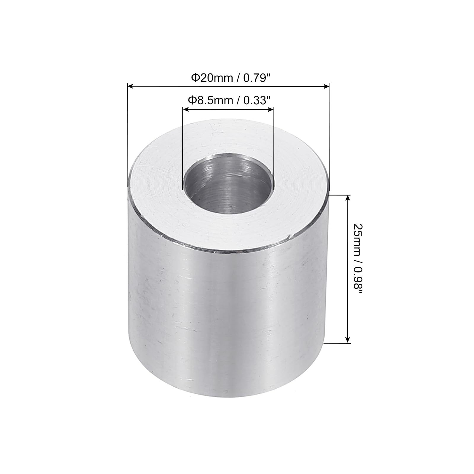 PATIKIL M8 Aluminum Spacers, 6pcs 5/16" x 3/4" Round Metal Spacers for 5/16 or M8 Screw Bolts - Image 2