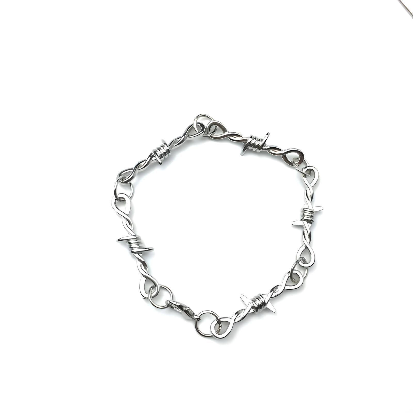 Collier en fil de fer barbelé en argent qui ne noircit pas - 5