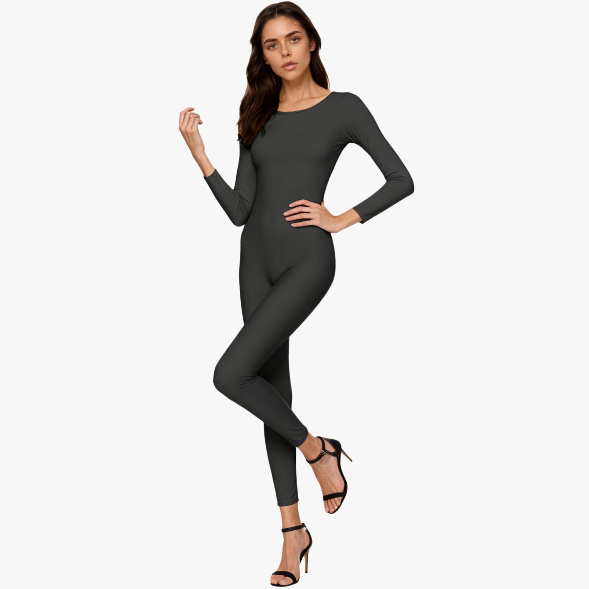 Carnavalife Maillot de Danza Ballet Mujer, Mono de Cuello Redondo con Manga Larga, Body Ajustado de Cuerpo Completo de Gimnasia Rítmica Leotardo de Patinaje