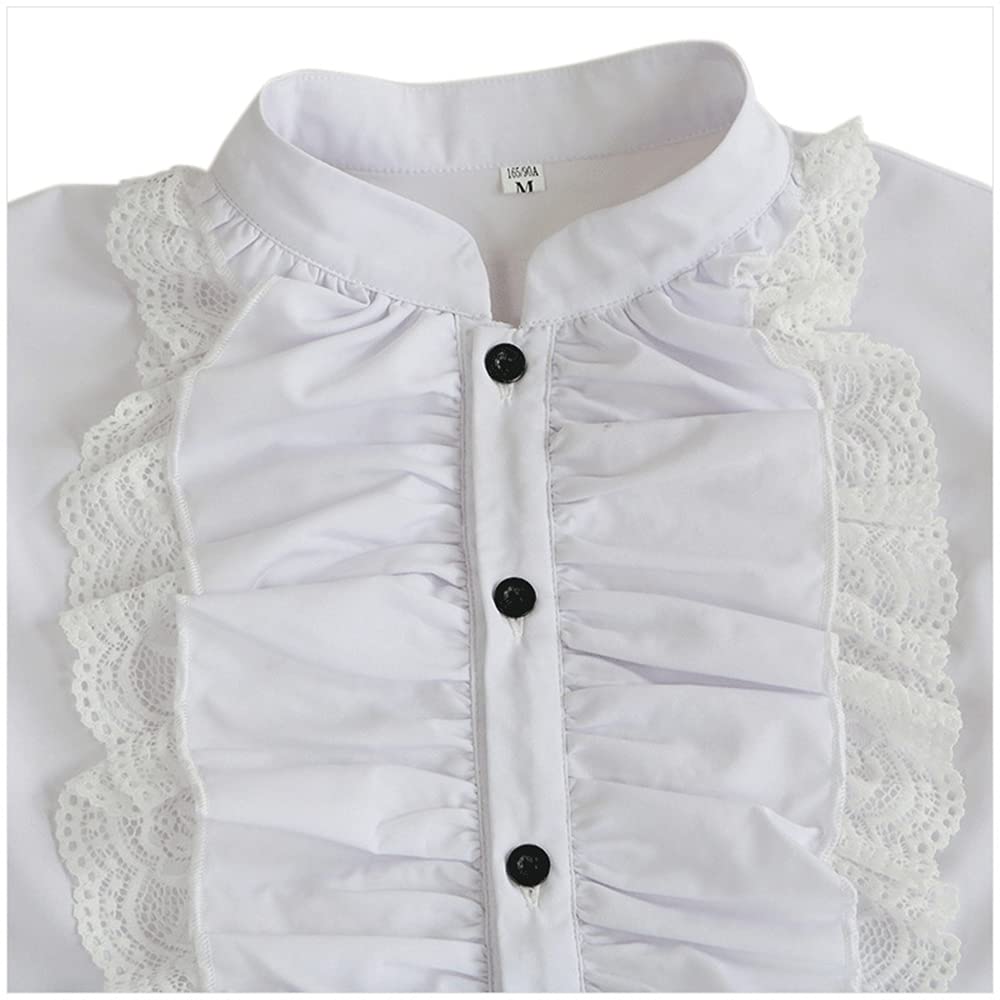 Chemise Cosplay Gothique Chemise Style Steampunk Victorien - Manches Longues Avec Lacets Et Col Jabot - Look Rétro Unique Chemise Renaissance Homme