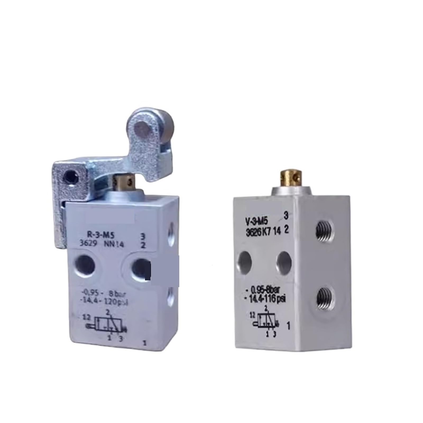 Uwjisltr V-3-M5 3626 1Pcs Direct-Acting Round Head Valve L-3-M5 3628 R-3-M5 3629 6758 Th-3-M5 Spot For Roller Lever Valve(V-3-M5 3626)