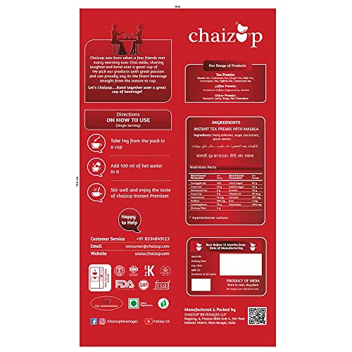 Image of Chaizup Premium 1 Min Instant Assorted Tea Pack - 1kg Poly (Pack of 2) | Ginger & Masala Flavours | Approx. 144 Servings | 2kg
