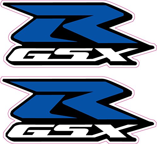 2 x GSXR Suzuki Moto Stickers-Blue 'R' -decals qualité vinyle imprimé étiquette