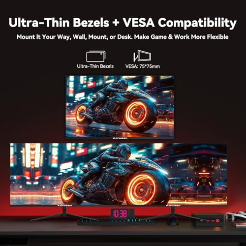 Image of Raywego 27 Inch Gaming Monitor 180Hz Refresh Rate - Fast VA 1080p with 4000:1 Contrast Ratio, Adaptive-Sync, HDMI /DP /USB, VESA Mountable, 3-Side Borderless, FPS /RTS Game Modes