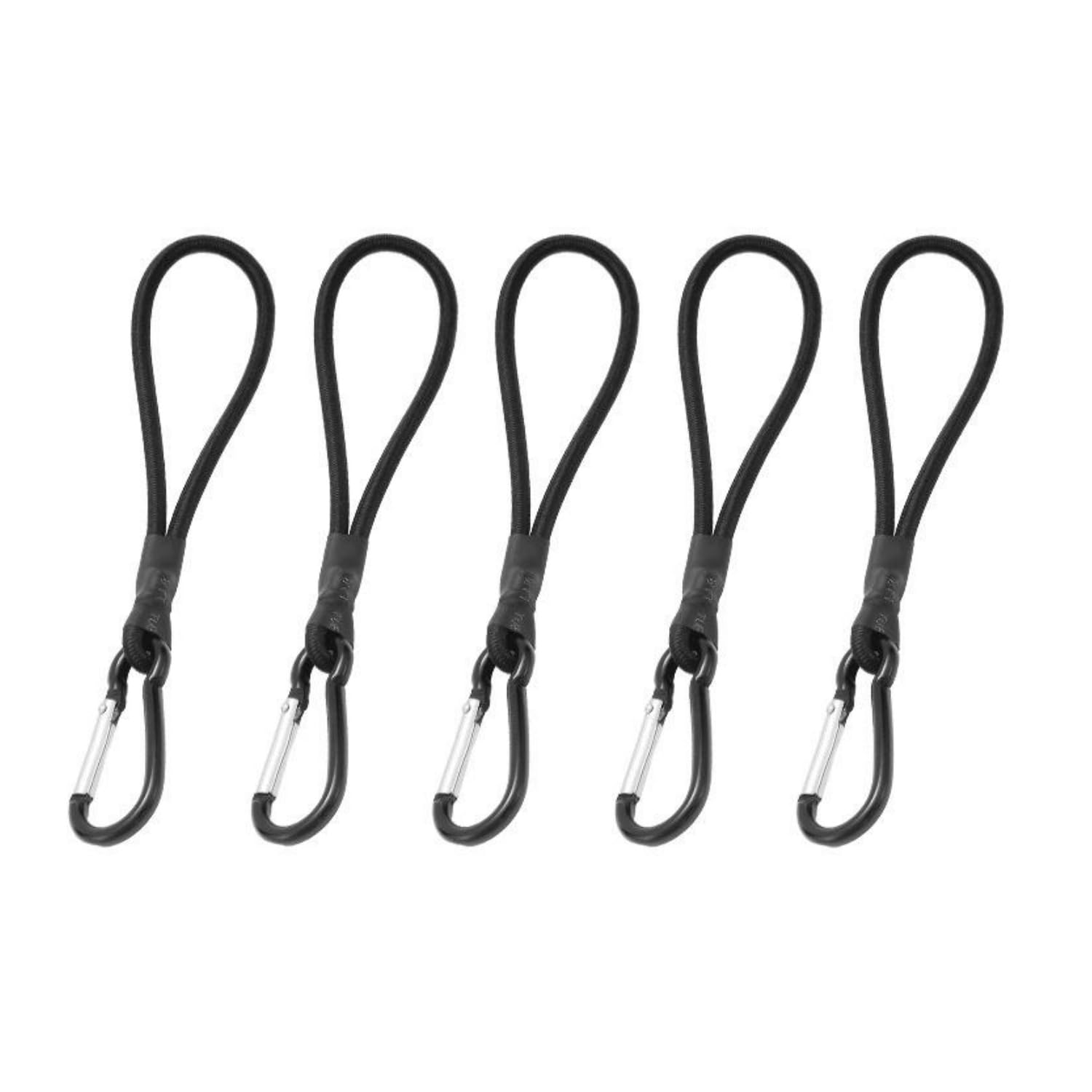 Easnea Black Bungee Cords With Carabiner, Carabiner Bungee Cord, Bungee Straps With Carabiner Hooks Elastic Rope Buckle Hook Tent Cord, Short Bungee Cords For Camping, Tarps, Tent (, 5Pcs)