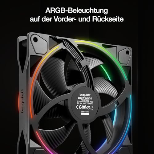 be quiet! Light Wings 140mm ARGB PWM Reverse Black Gaming PC Gehäuse Lüfter – Ansicht 4