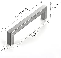 Vista 3 de Ravinte 10 Pack 5 Inch Kitchen Square Cabinet Handles Satin Nickel Pulls Brushed Nickel Kitchen Cabinet Hardware Handles for Cupboard Drawer Pulls