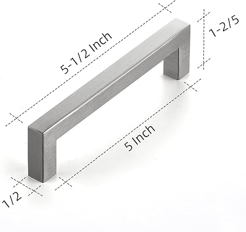 Miniatura 3 de Ravinte 10 Pack 5 Inch Kitchen Square Cabinet Handles Satin Nickel Pulls Brushed Nickel Kitchen Cabinet Hardware Handles for Cupboard Drawer Pulls