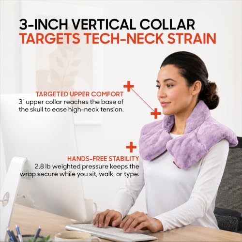 Image of Sharper Image Heated Neck & Shoulder Wrap - Microwavable Warm & Cooling Plush Pad, Scented Aromatherapy (100% Natural Lavender & Herb Spa Blend), Pain Tension Headache Relief Therapy, Gift for Women