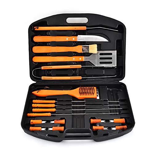 Set di 18 Piccoli Barbecue in Acciaio Inox con Manico in Legno