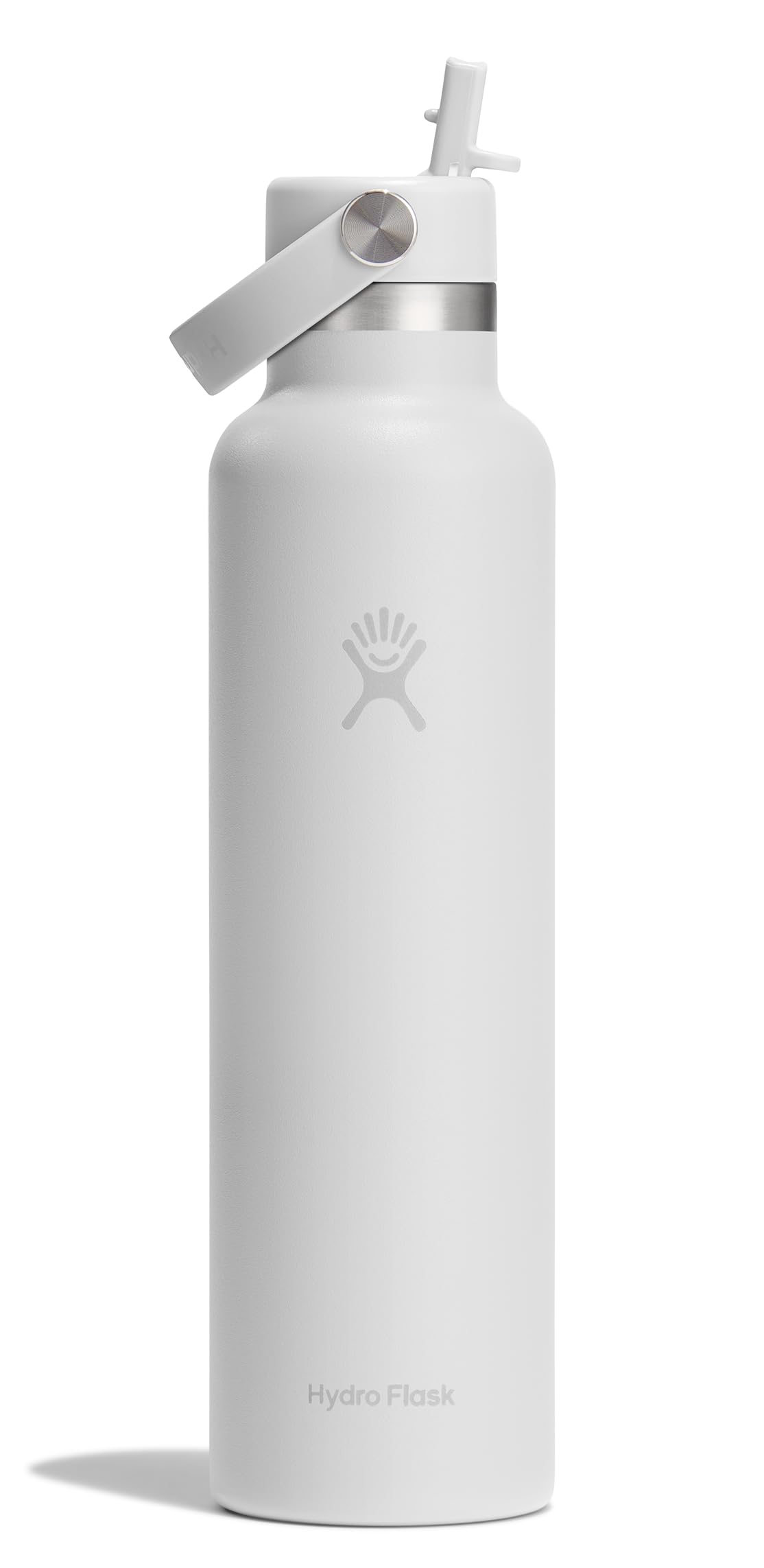 Hydro Flask Water Bottle - Insulated Stainless Steel - Straw Lid, Non Spill, Leakproof in 24 Oz Tonal White