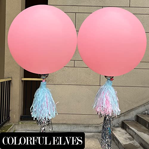 Image of Large Pink Balloons 36 Inches 4 Pack | Giant Jumbo, Big Thicken, Round, Wedding Party Decorations