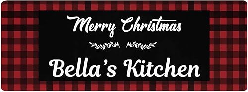 Custom Christmas Kitchen Mats for Floor - Personalized Family Name Kitchen Rugs - Non-Slip Kitchen Mat Rubber Backing Doormat(20"x32")