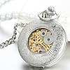 JewelryWe Silver Half Hunter Classic Hand Wind Mechanical Roman Pocket Watch with 15" Chain #2