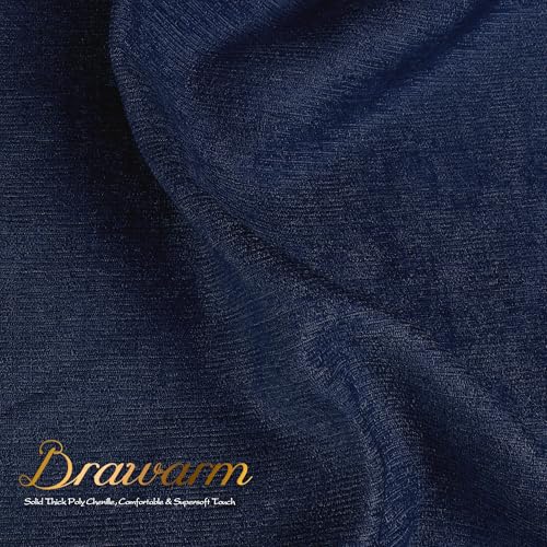 Image of BRAWARM Chenille Throw Pillow Covers 12x20 Inches - Navy Blue Chenille Lumbar Pillow Covers Pack of 2, Solid Dyed Soft Chenille Pillow Cases for Couch Sofa Bed Home Decoration