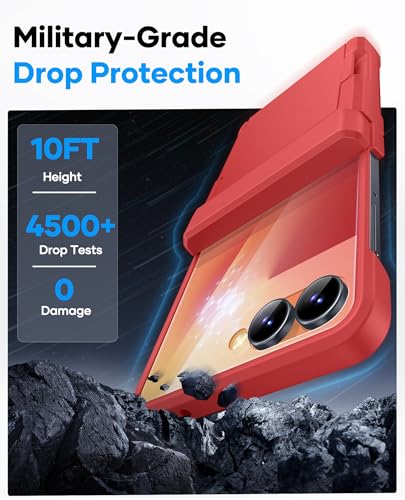 Image of ASAFCASE for Samsung Galaxy Z Flip 7 Case with Card Holder (3 Cards), Red | Rugged Hinge Protection, Outer Screen Protector, Shockproof Durable Phone Protective Cover Wallet Case for Galaxy Z Flip 7