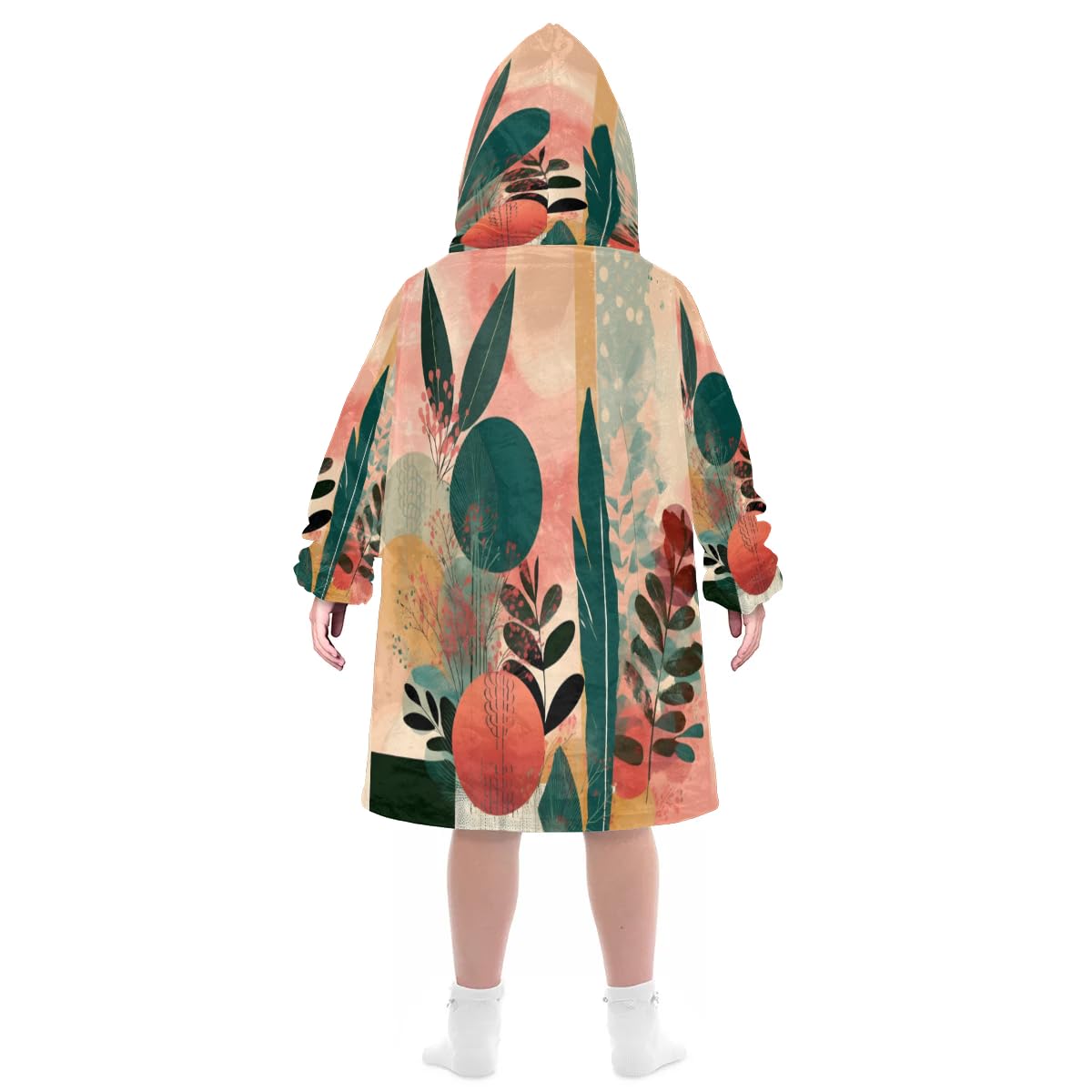 Kids Blanket Hoodie Modern Flower Wearable Blanket Hoodie Oversized Hooded Blanket, Sweatshirt Blanket with Pockets Soft Warm Kids Hooded Blanket for Girls, Boys