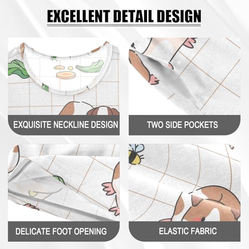 Pajama Sets Short Sleeve Guinea Pigs and Stripes Soft Cotton Summer Sleepwear 2 Piece PJS Size 5-14T3