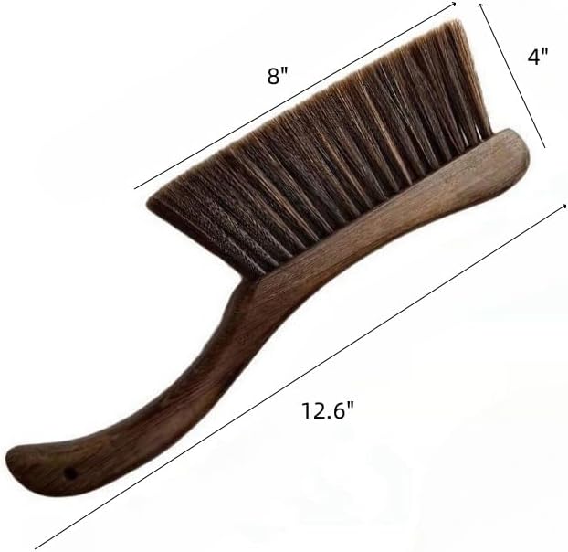 Miniatura 2 de 3 cepillos de limpieza de 14.2 pulgadas con mango de madera largo, cerdas suaves, cepillo de polvo, cepillo de banco para chimenea, cepillo para