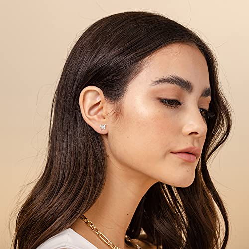 14K White Gold Plated 925 Sterling Silver Post Butterfly Earrings | Womens Butterfly Earrings | Gold Plated Womens Earrings #TOP3