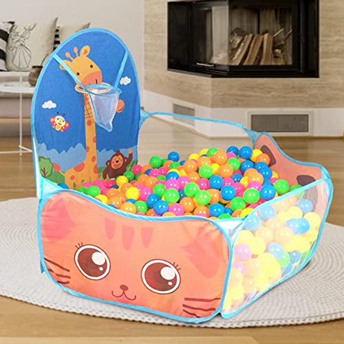 Image of BabyGo Kids Activity Basketball Giraffe Ball Pool for Kids, Play Tent House for 3+ Year Old Girls and Boys, Ball Pit for Kid, Spacious, Lightweight, Portable & Easy to Set Up (Blue) (No Balls)