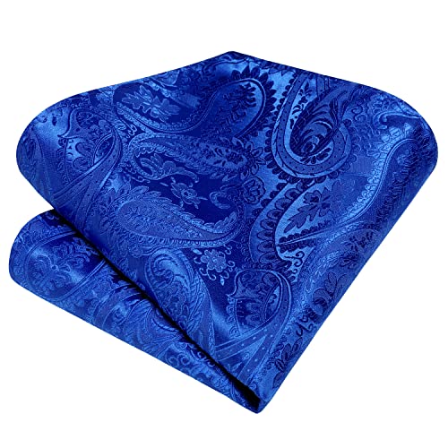 Enlision Royal Blue Tie Clip Paisley Tie Handkerchief Woven Classic Men's Necktie & Pocket Square Set Wedding Ties For Men Formal Ties #TOP4