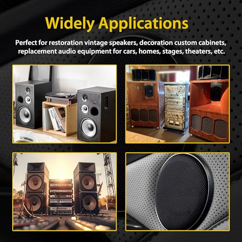 FINDUFA 96" x 54" Speaker Grill Cloth, Stereo Grill Mesh Fabric Dustproof Replacement for Custom Cabinets Speaker Cloth Restoration Home Audio Decor Subwoofer Covers White