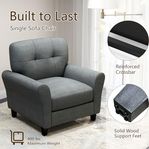 Sillón Diseño Medio Siglo Tela Gris miniatura 7