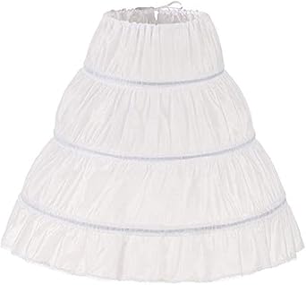 Girls 3 Hoops Petticoat Full Slip Flower Girl Crinoline Skirt White,7-13 Years