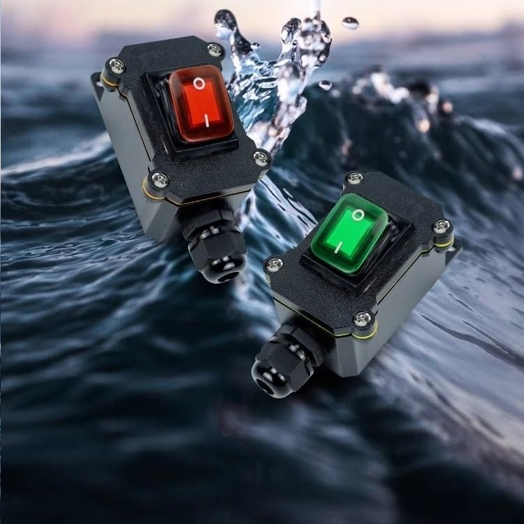 Switian 1 PCS Inline Cord Switch DPST AC 20A-125V,16A-250V, IP65 Waterproof On-Off with Red Light Buttons - Image 3