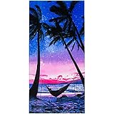 Beachland Sunset Palms Beach Towel 30 x 60 inch 100% Cotton (Sunset Hammock, One Towel)