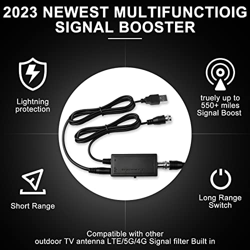 2023 Upgraded Hd Digital Tv Antenna Up 550+ Miles Range, Smart Tv Antenna Amplifier Signal Booster - 33Ft Coaxial Cable - Indoor Outdoor Antenna - For All Old Tvs With 360° Support 4K 1080P Antenna #TOP5