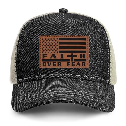 Image of Jesus Hat Christian Gifts for Men American Flag Hats Faith Over Fear Hat Fathers Day Christmas Birthday Gifts for Friend